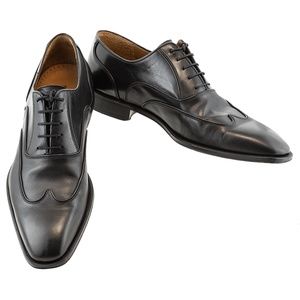 MAGNANNI PARDO MENS LEATHER SHOES WING TIP LACE OXFORDS BLACK 13